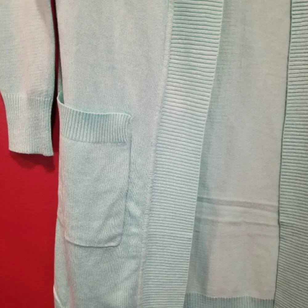 NEW Aqua Blue CIELO Long Cardigan Sweater Ladies SMALL - Picture 3 of 6